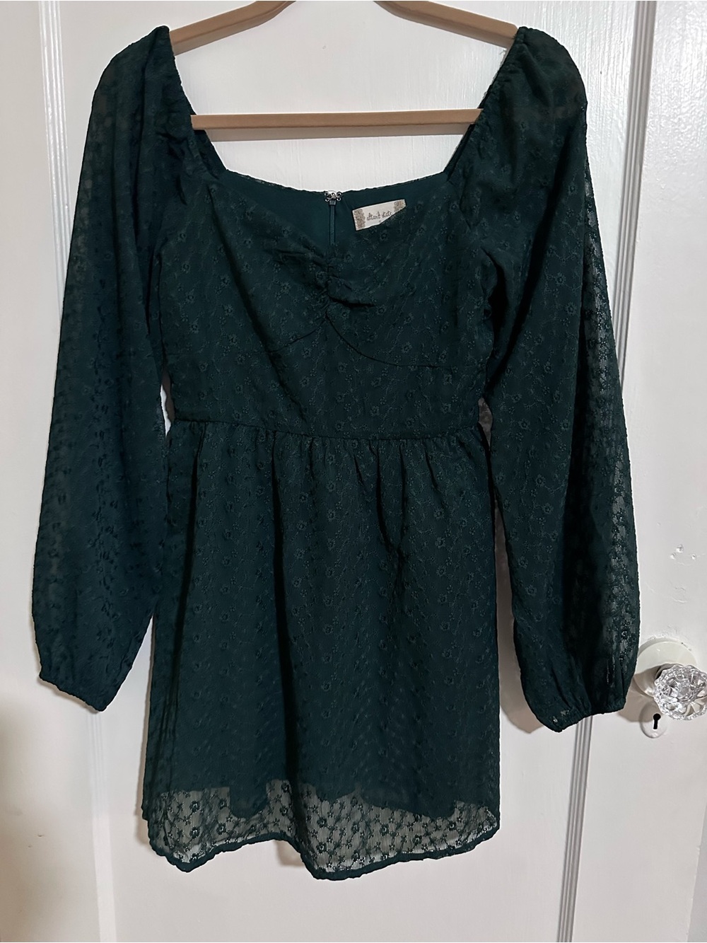 Altar'd State Dark Green Lace Mini Dress